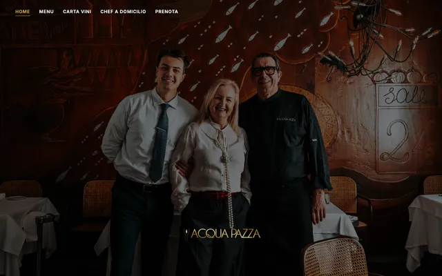 Homepage del sito di Acqua Pazza, ristorante di pesce gourmet a Bologna