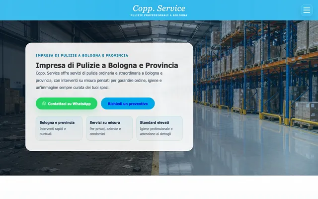 Homepage del sito di Copp. Service, impresa di pulizie a Bologna e provincia